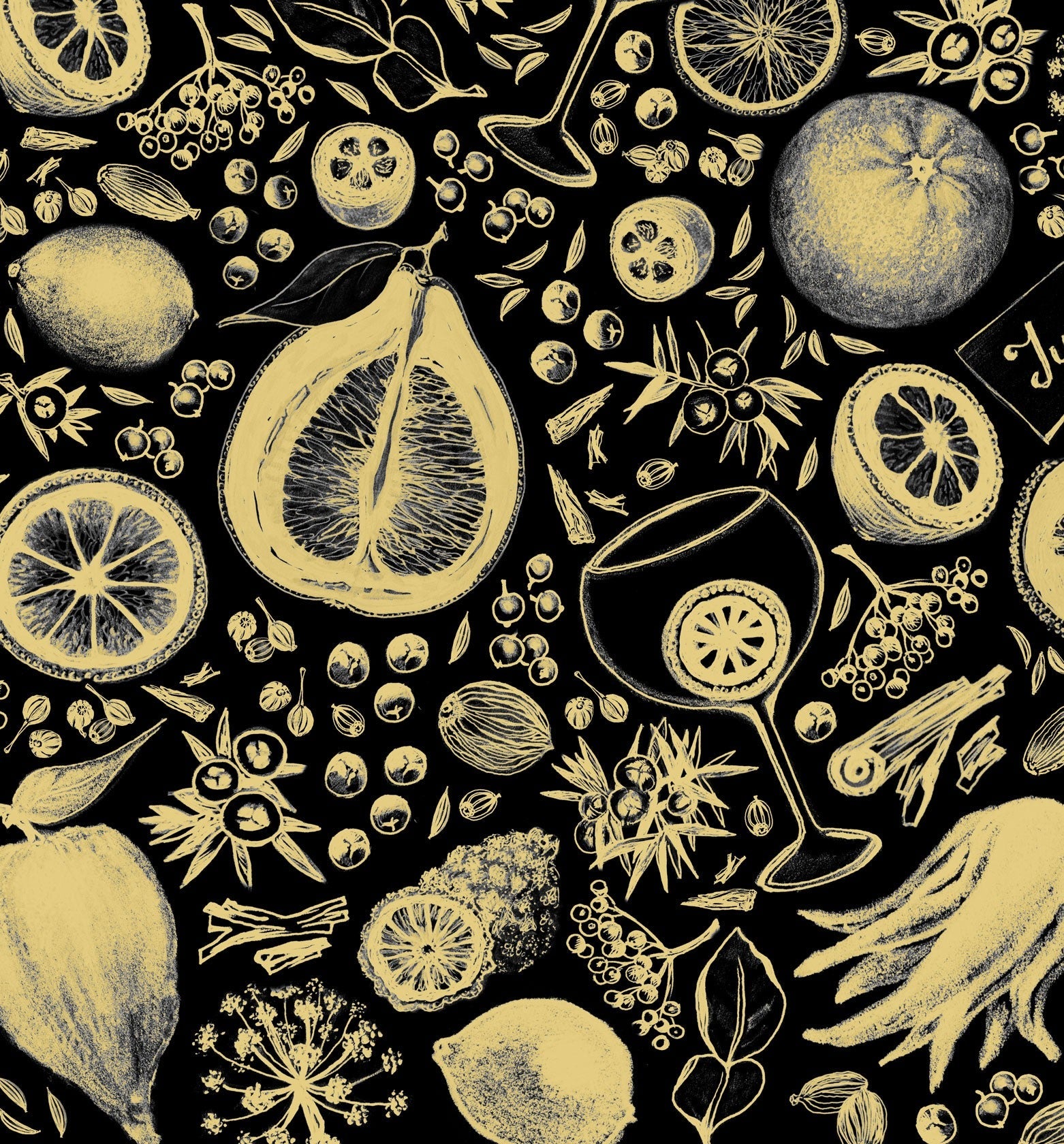 Black and gold botanical design for Special Edition Gins